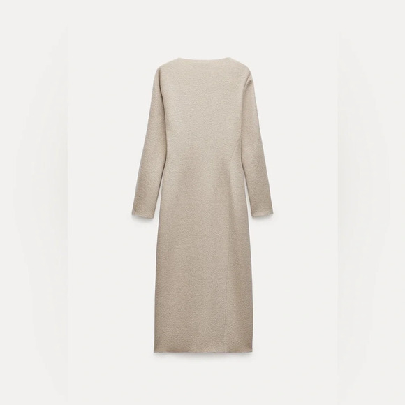 ZARA BOUCLÉ WOOL DRESS Ivory - Picture 9 of 16